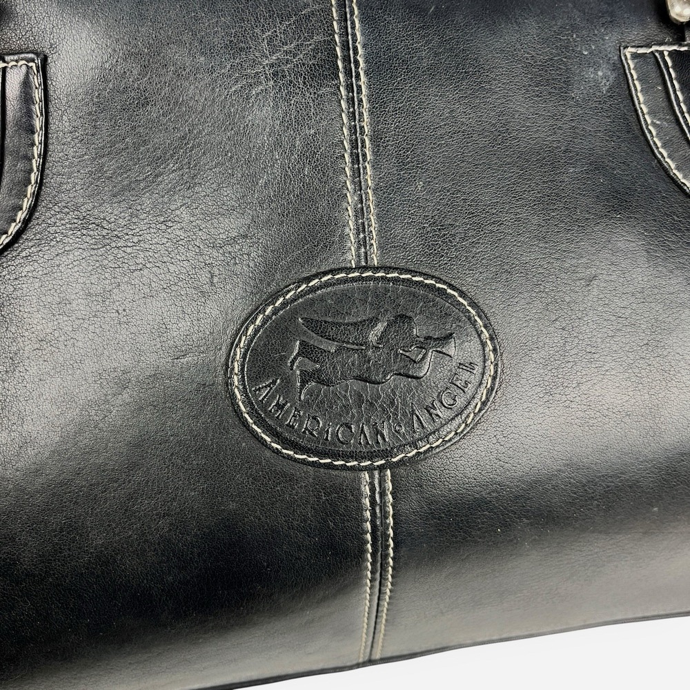 Vintage‎ American Angel Black Leather Shoulder Bag 9107 Purse - Picture 6 of 11